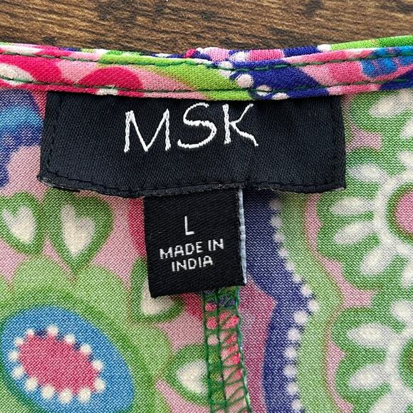 MSK Womens L Colorful Chain Accent Fairy/Cruise/Vacation Shift Dress - Picture 3 of 7